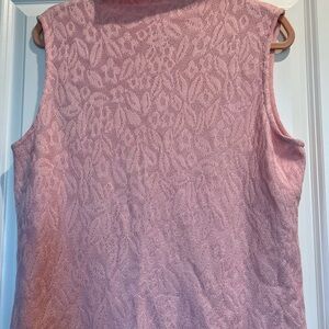 St. John Pink Textured Mock Neck Tee